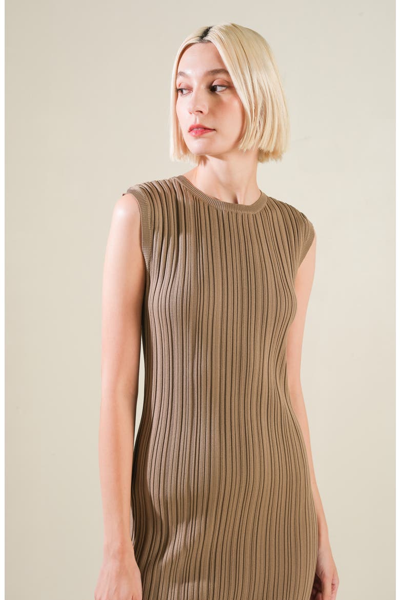 Sleeveless Ribbed Midi Sweater Dress, Alternate, color, BROWN