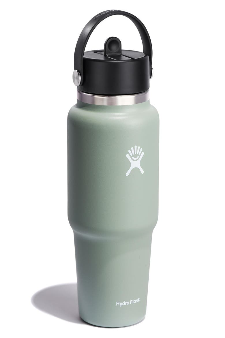 32-Ounce Wide Mouth Travel Water Bottle with Flex Straw Cap, Alternate, color, AGAVE