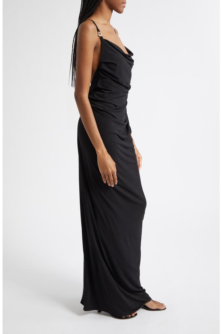 Logo Clasp Ruched Jersey Dress, Alternate, color, BLACK