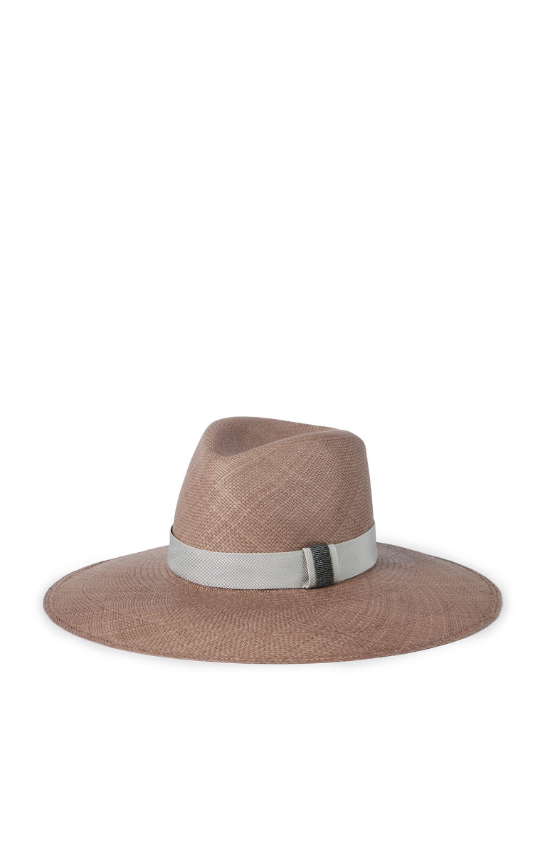 Brunello Cucinelli Straw fedora, Main, color, Brown