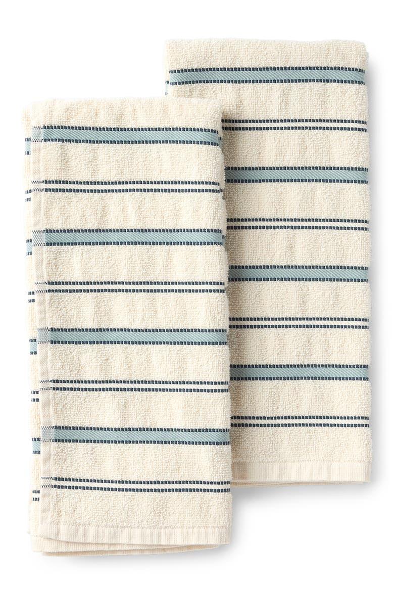 Acacia Organic Cotton Set of 2 Hand Towels, Main, color, UNDYED/ MIDNIGHT INDIGO STRIPE