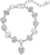 Donatello Gian Crystal Hearts Charm Bracelet