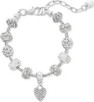 Donatello Gian Crystal Hearts Charm Bracelet