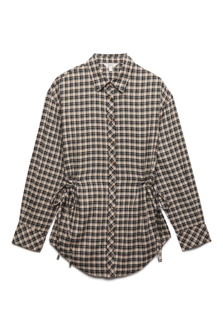Drawstring Waist Cotton Shirt, Alternate, color, BLACK/ MULTI