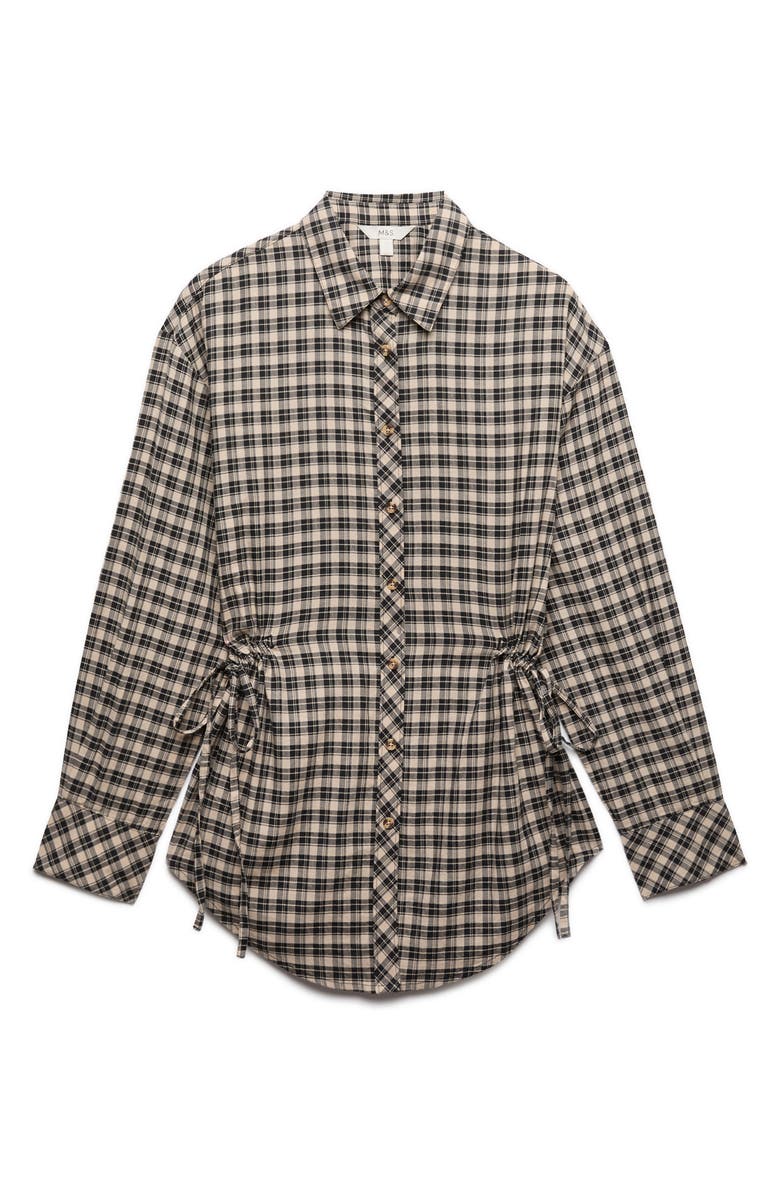 M&S Drawstring Waist Cotton Shirt, Alternate, color, Black/ Multi