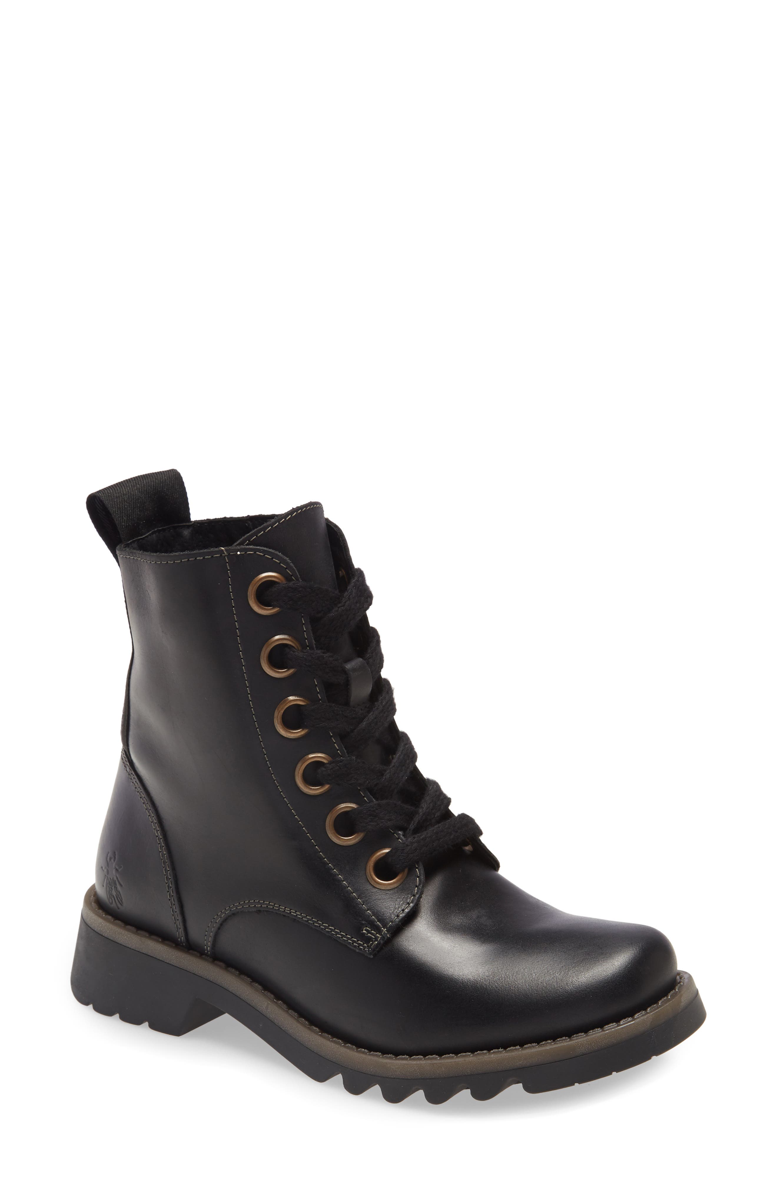 Fly London Ragi Combat Boot, Main, color, Black Leather