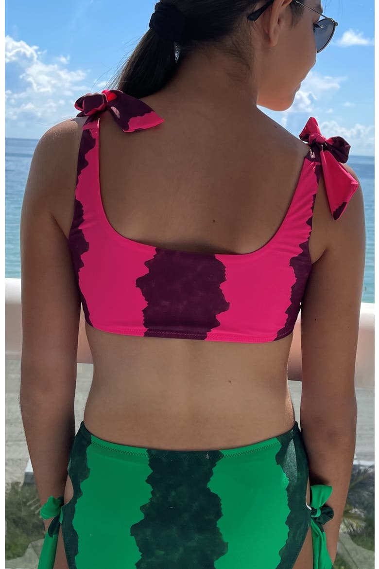 Kids' Tie-Shoulder Two Piece Bikini, Alternate, color, Pink-Green