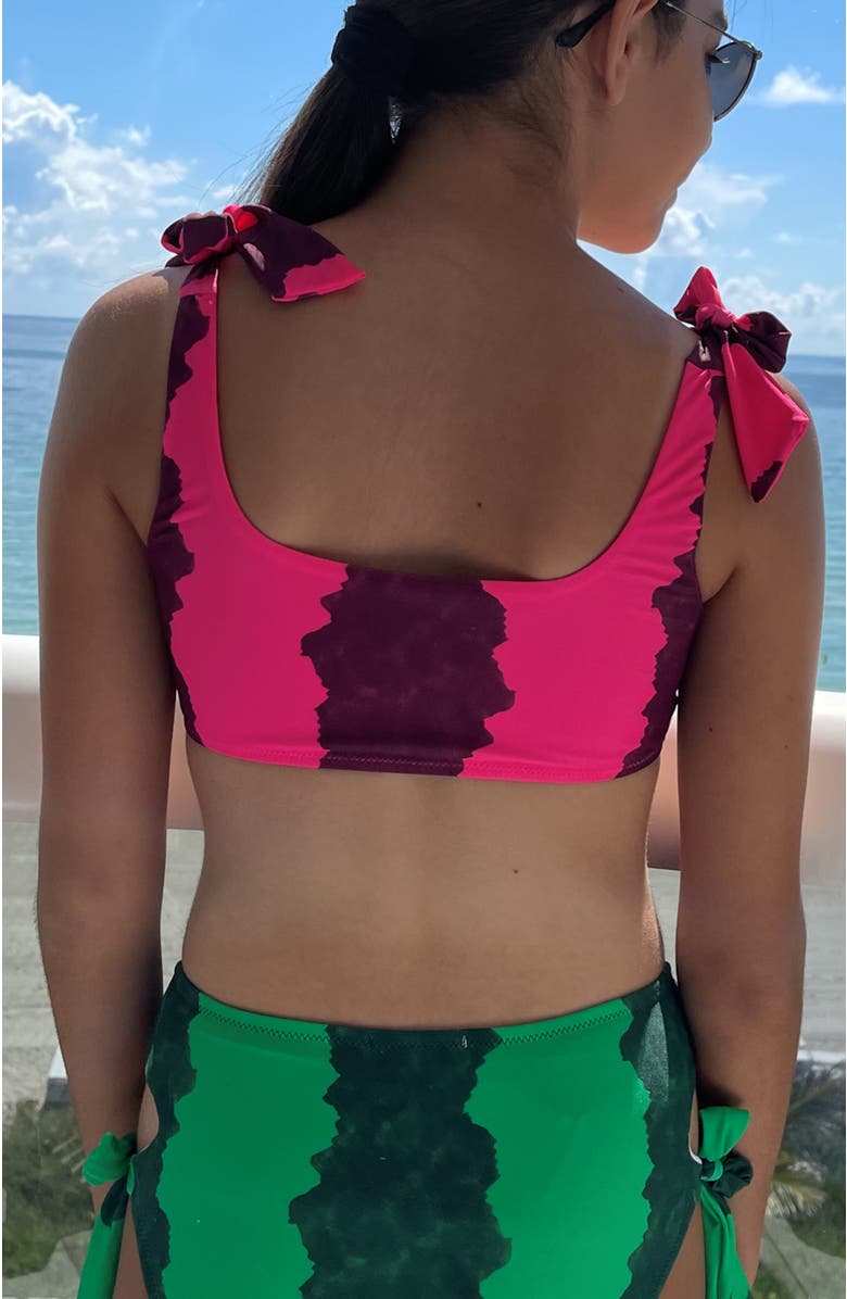 NESSI BYRD Kids' Tie-Shoulder Two Piece Bikini, Alternate, color, Pink-Green