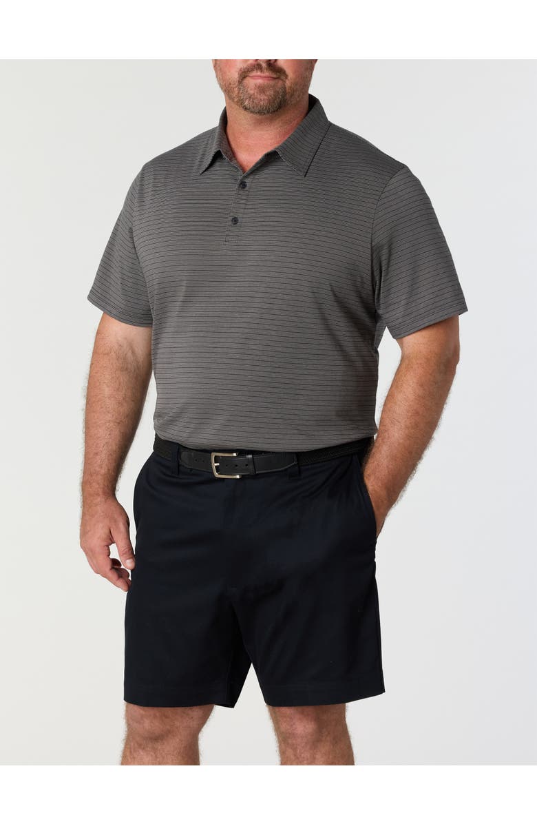 Oak Hill by DXL Big & Tall Striped Tech Polo Shirt, Alternate, color, Black