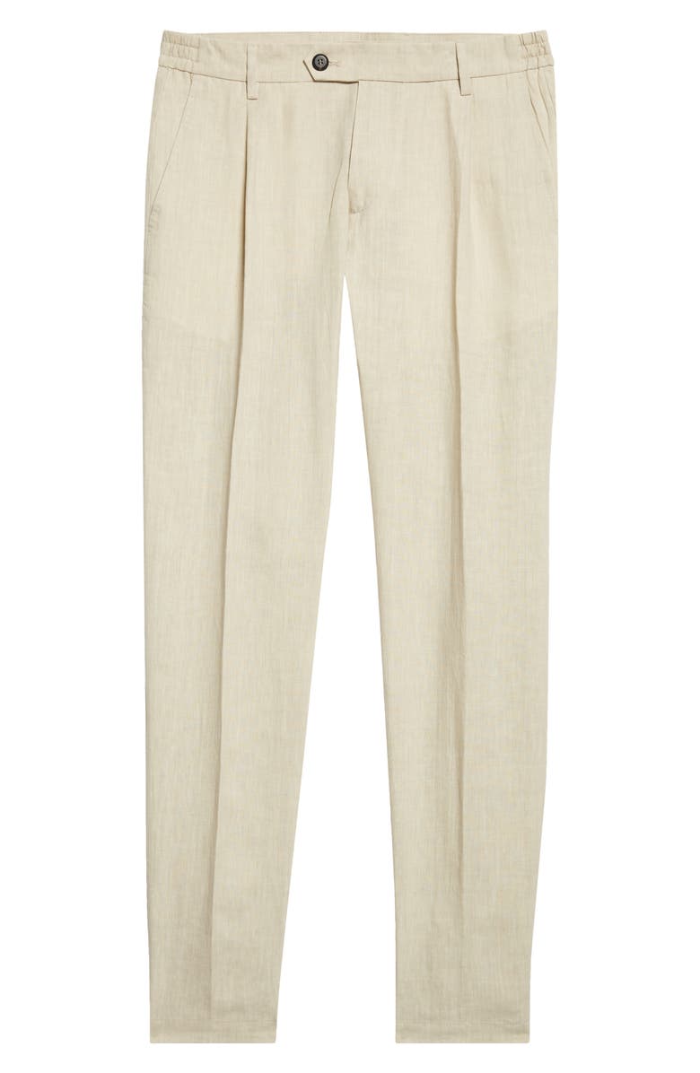 Eleventy Pleated Tapered Linen Pants, Main, color, 02Nn Sand