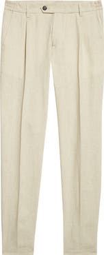 Eleventy Pleated Tapered Linen Pants