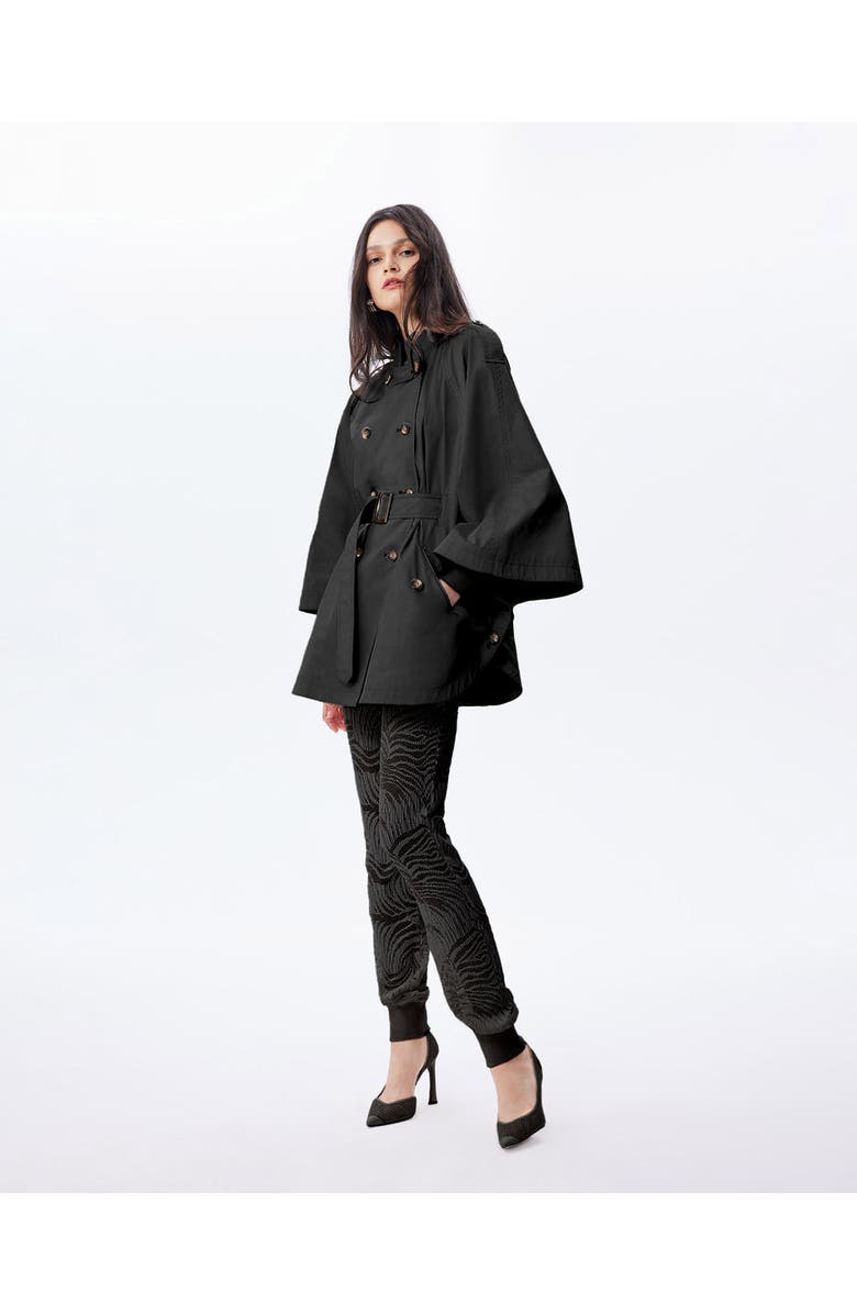 THEO The Label Chloe Trapunto Trench Cape, Alternate, color, Black