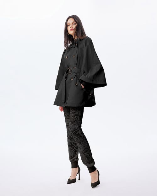 Theo The Label Chloe Trapunto Trench Cape In Black