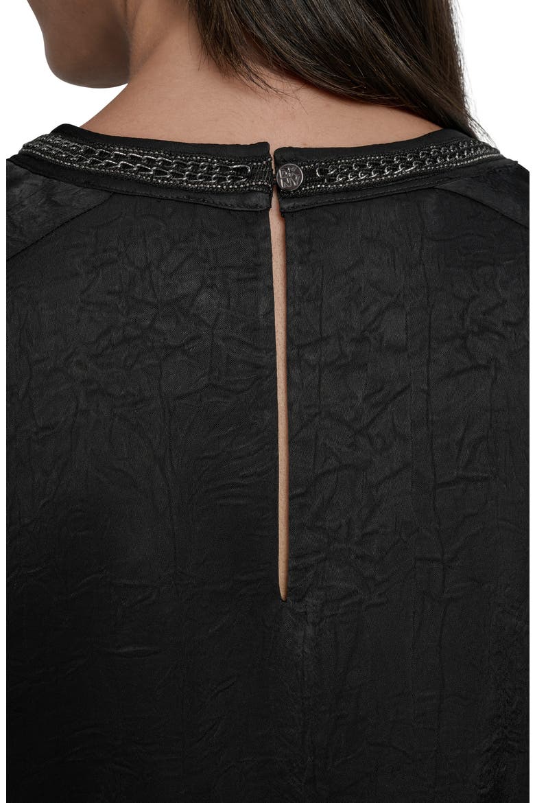 Chain Sleeveless Crinkle Satin Top, Alternate, color, BLACK