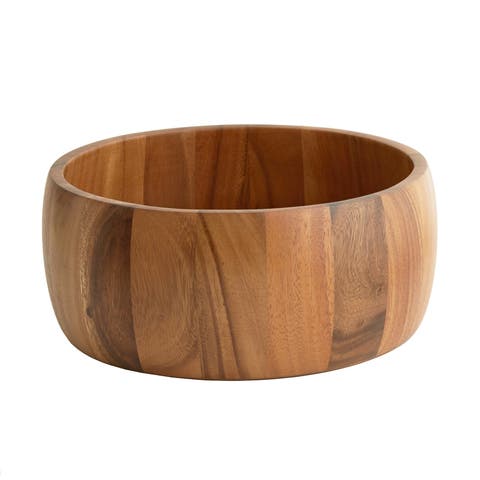 Acacia Wood Calabash Bowl, Large 5-Inch x 12-Inch Diameter