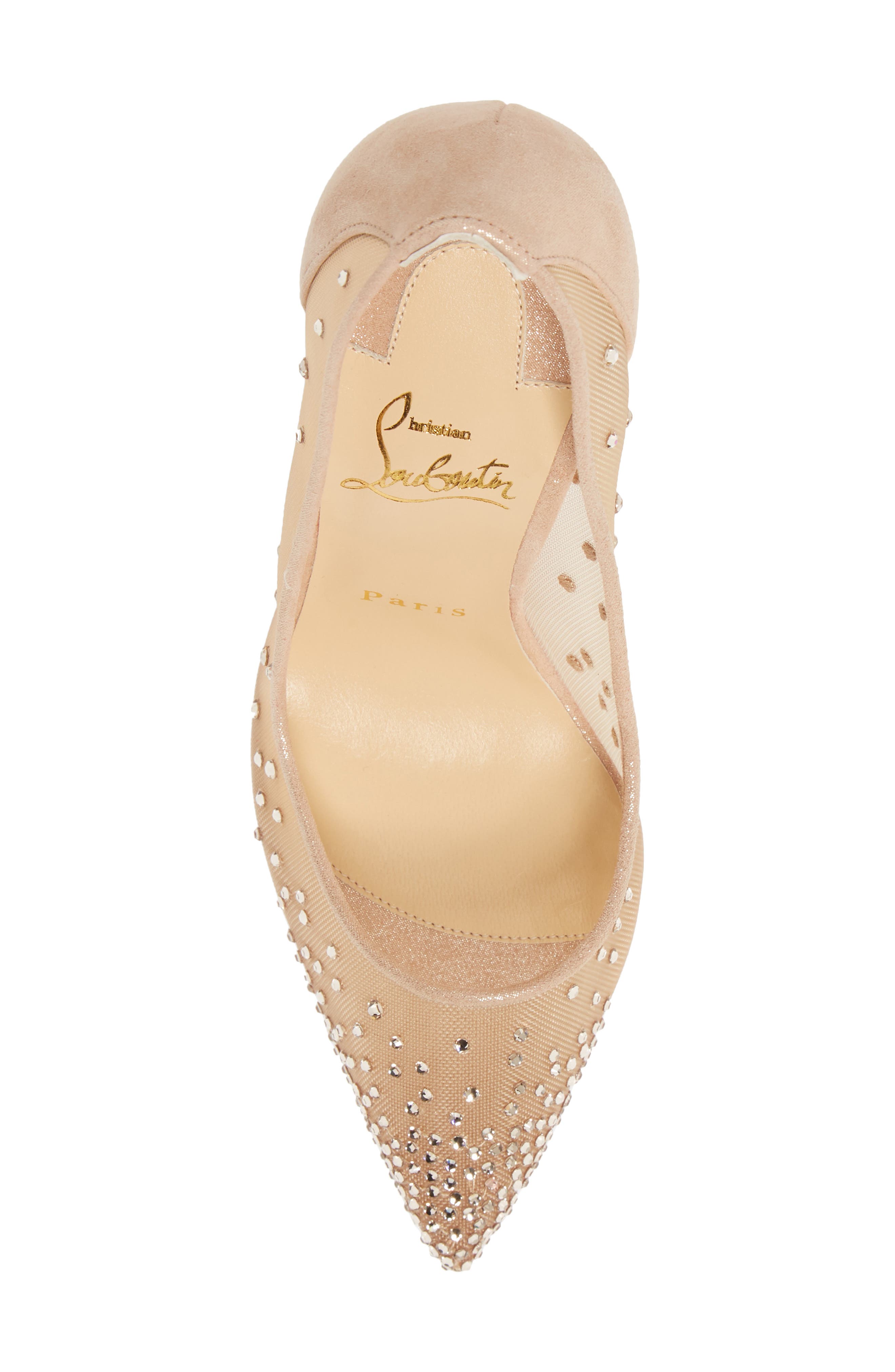 Christian Louboutin Mini Glitter Follies Strass Pump, Alternate, color, Light Silk