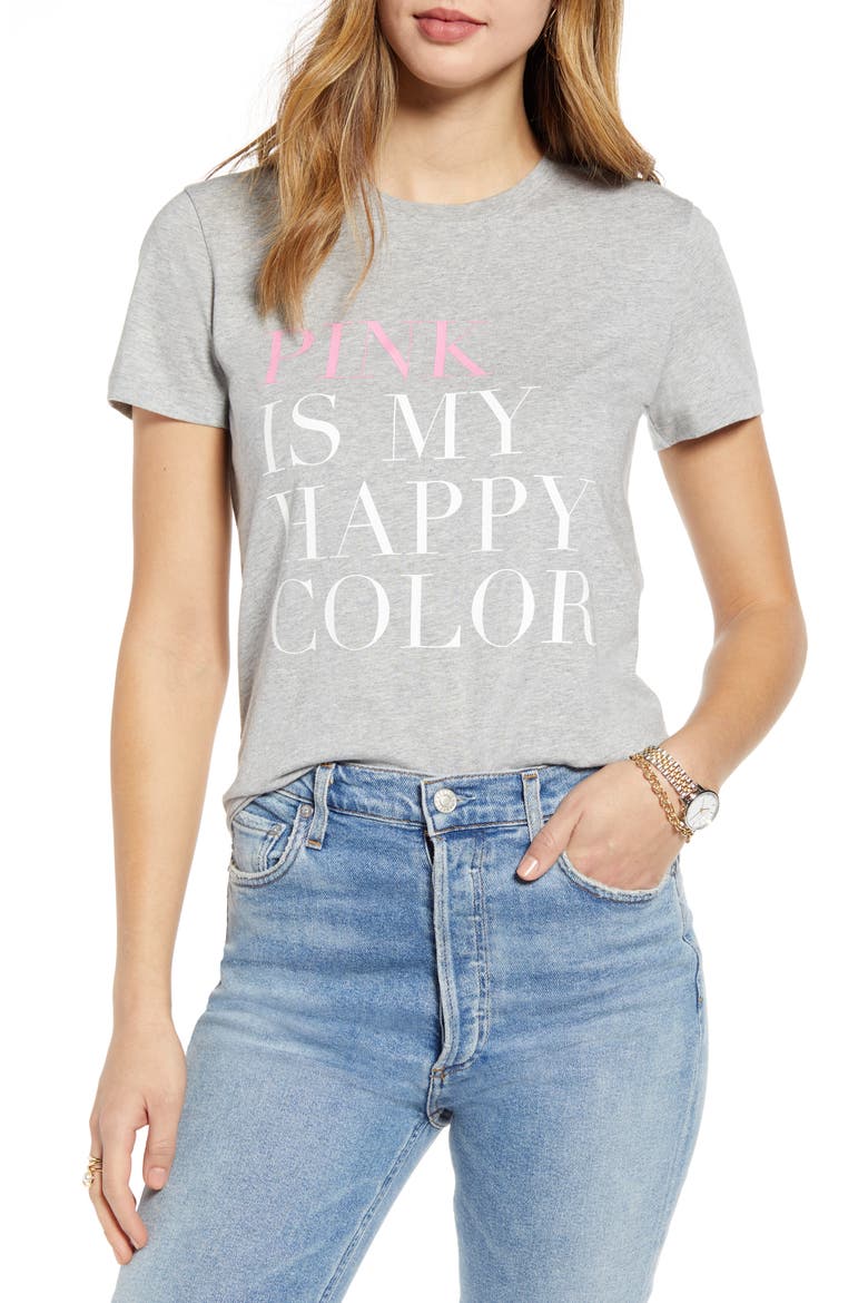 Happy Color Graphic Tee, Main, color, GREY HEATHER HAPPY COLOR