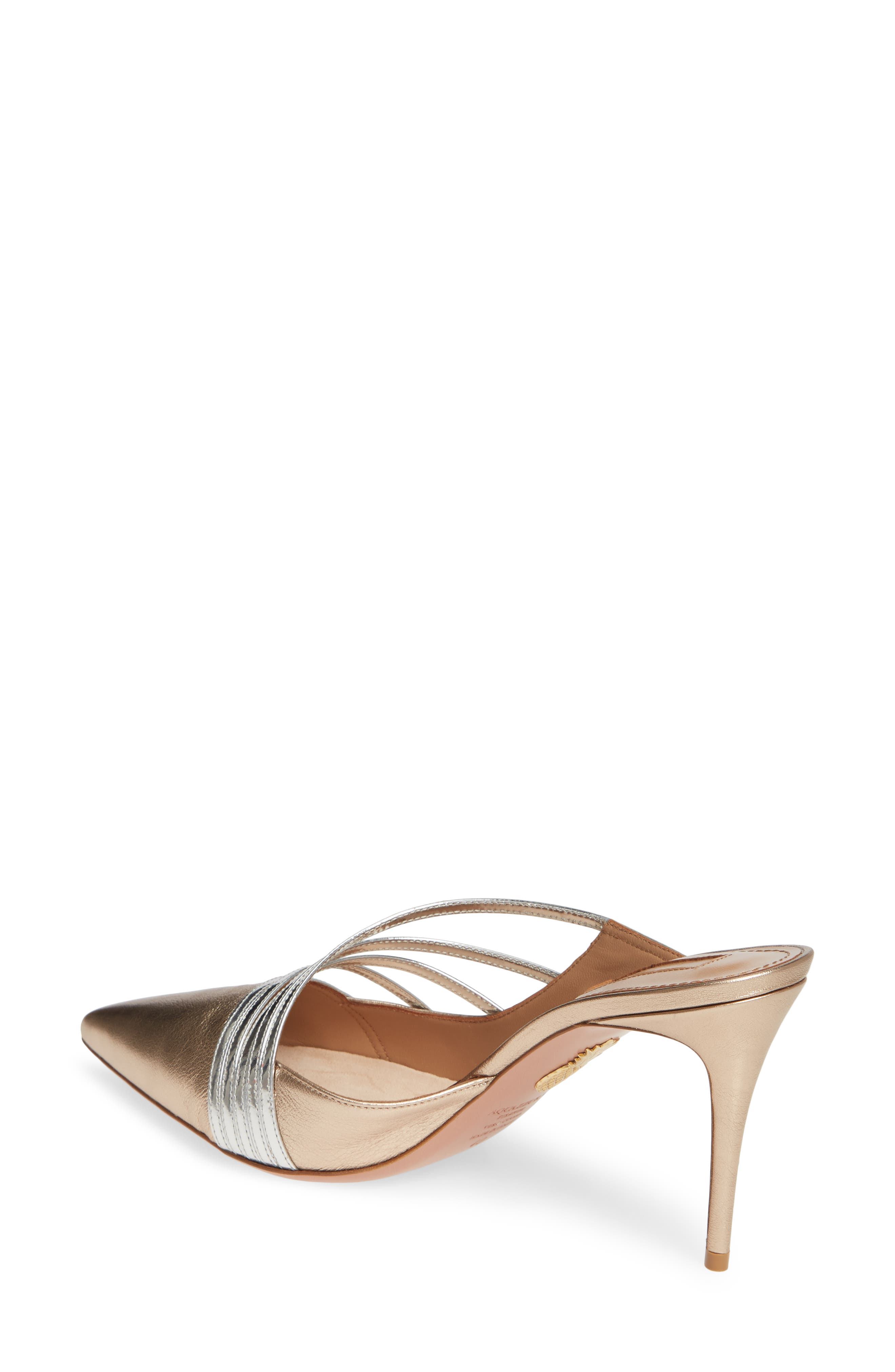 Aquazzura Aquazurra Minou Metallic Strappy Pointed Toe Mule, Alternate, color, 