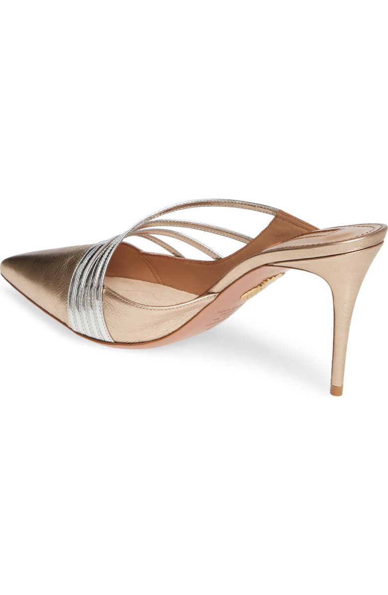 Aquazzura Aquazurra Minou Metallic Strappy Pointed Toe Mule, Alternate, color,