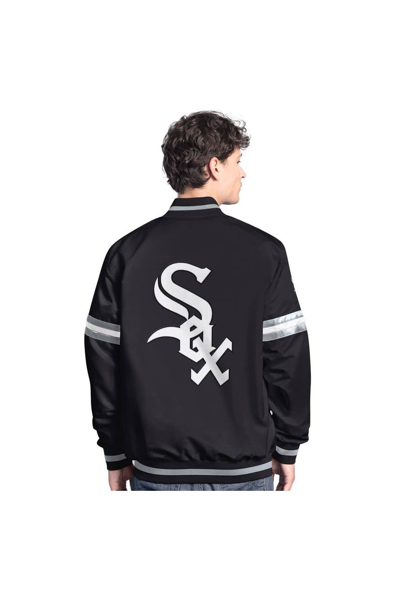 Men's Starter  Black Chicago White Sox Scout Full-Snap Varsity Jacket, Alternate, color, Black