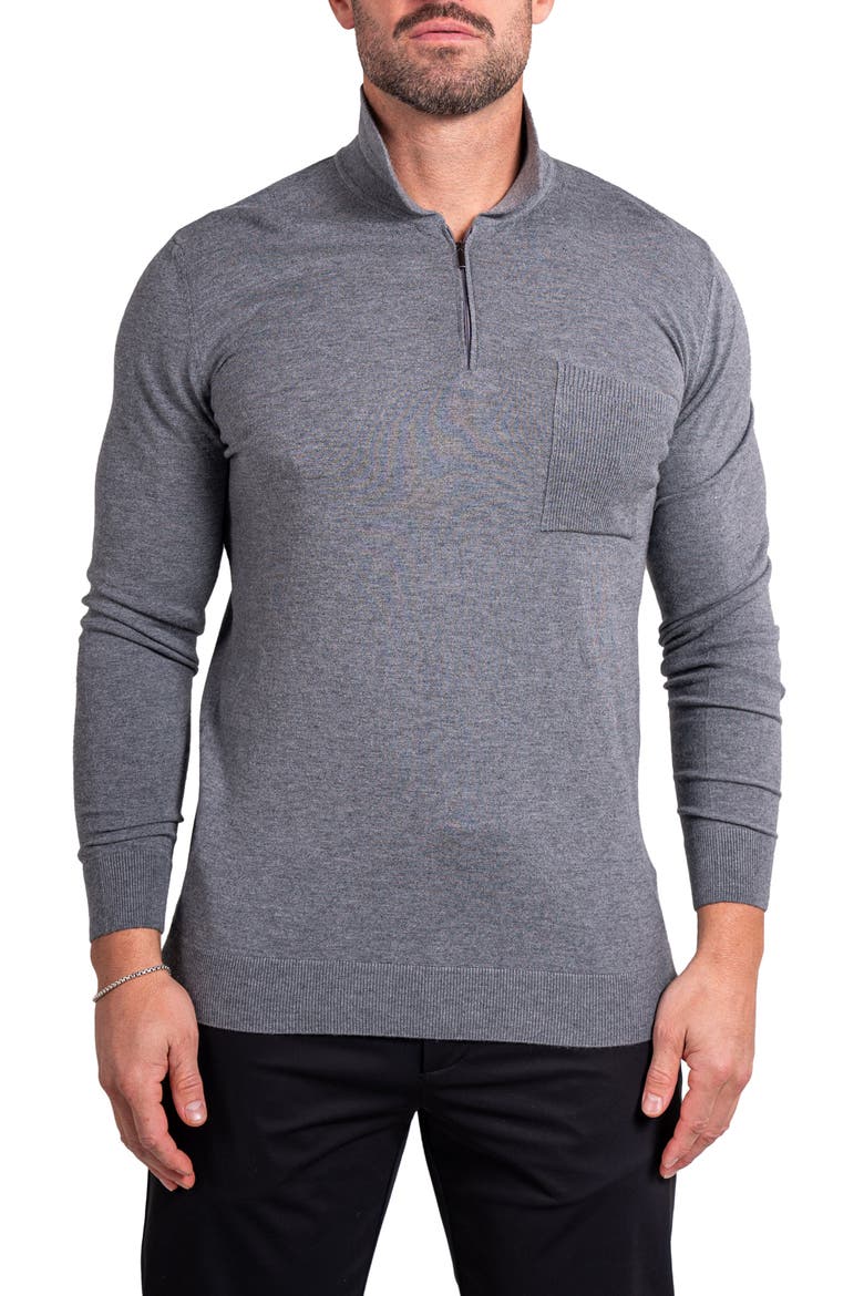 Knitted Passion Quarter Zip Sweater, Main, color, GREY
