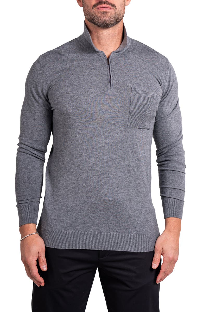 Maceoo Knitted Passion Quarter Zip Sweater, Main, color, Grey