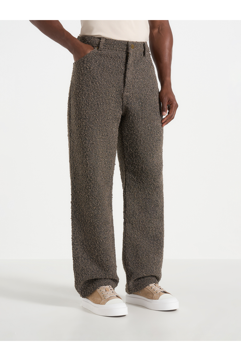 Arnault Boucle Relaxed Fit Jeans, Main, color, Brown