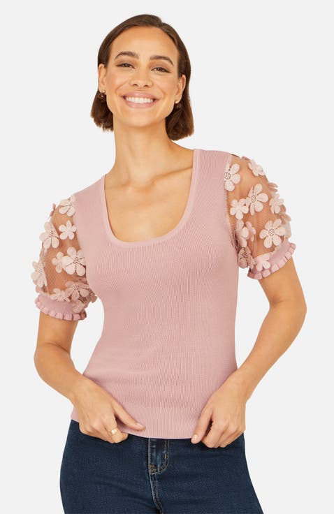 Floral Applique Knitted Top