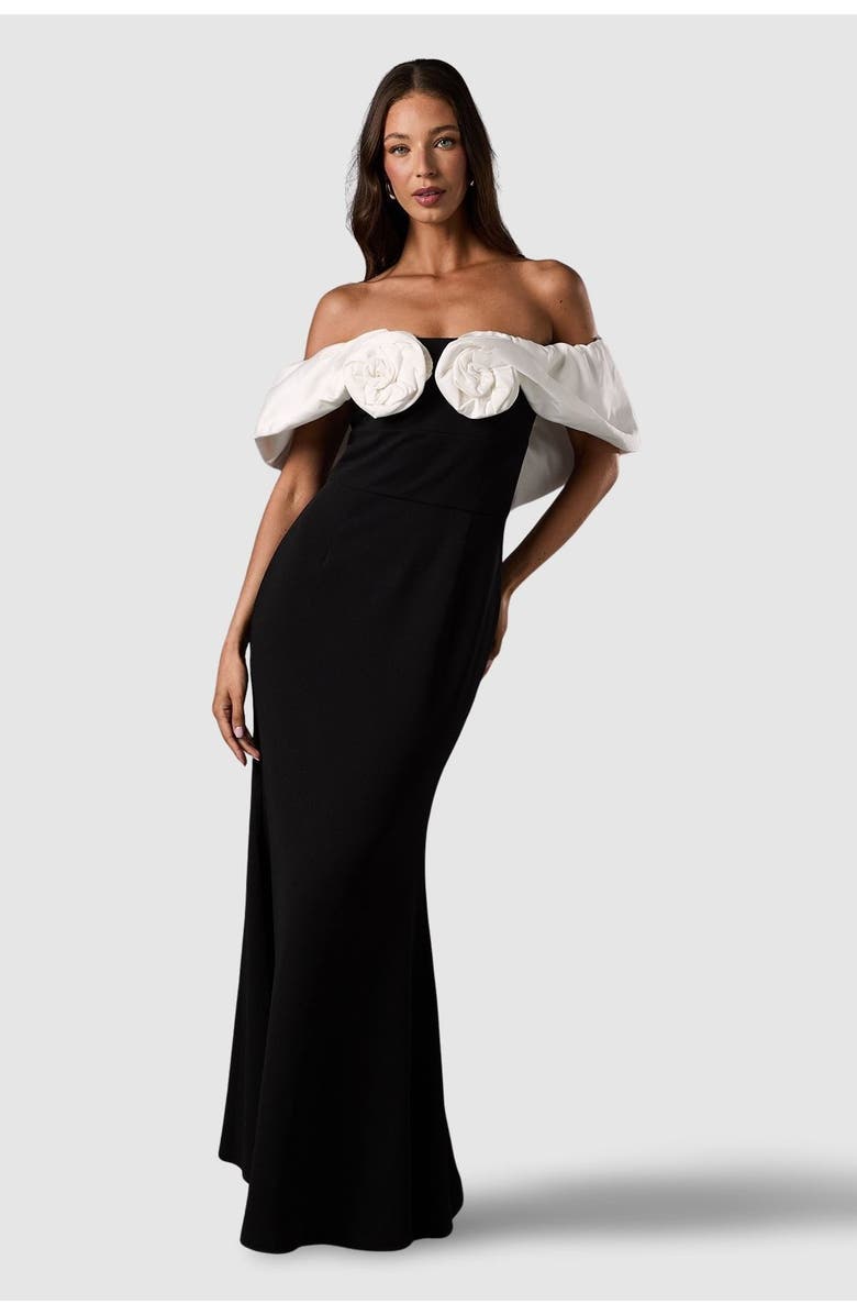 Coast Bardot Rose Detail Maxi Dress, Main, color, Mono