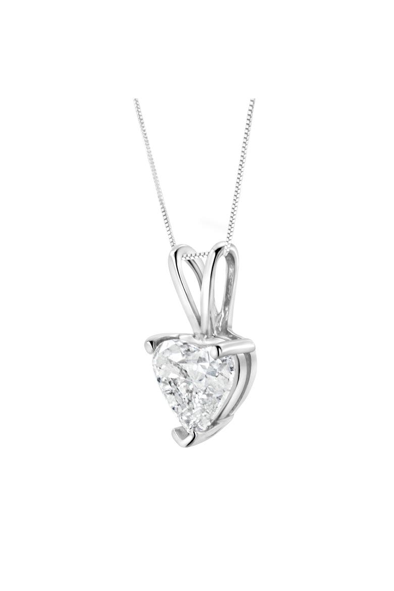 14K White Gold 3/8 Cttw Heart-Shaped Diamond Classic Solitaire Pendant Necklace, Alternate, color, White