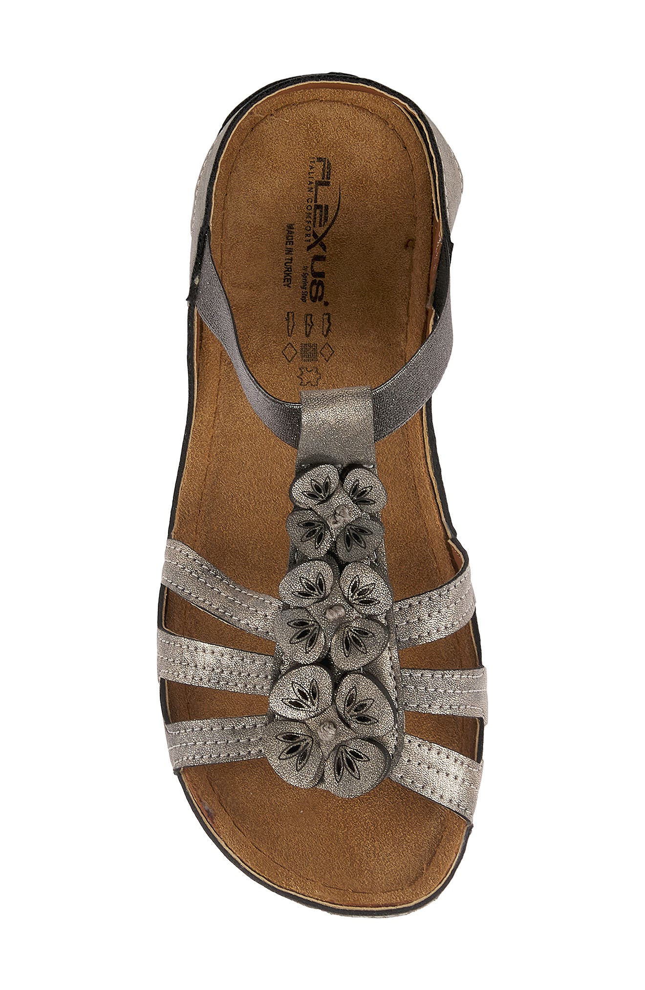 Flexus by Spring Step Adede Cage Sandal, Alternate, color, Pewter Patent Leather