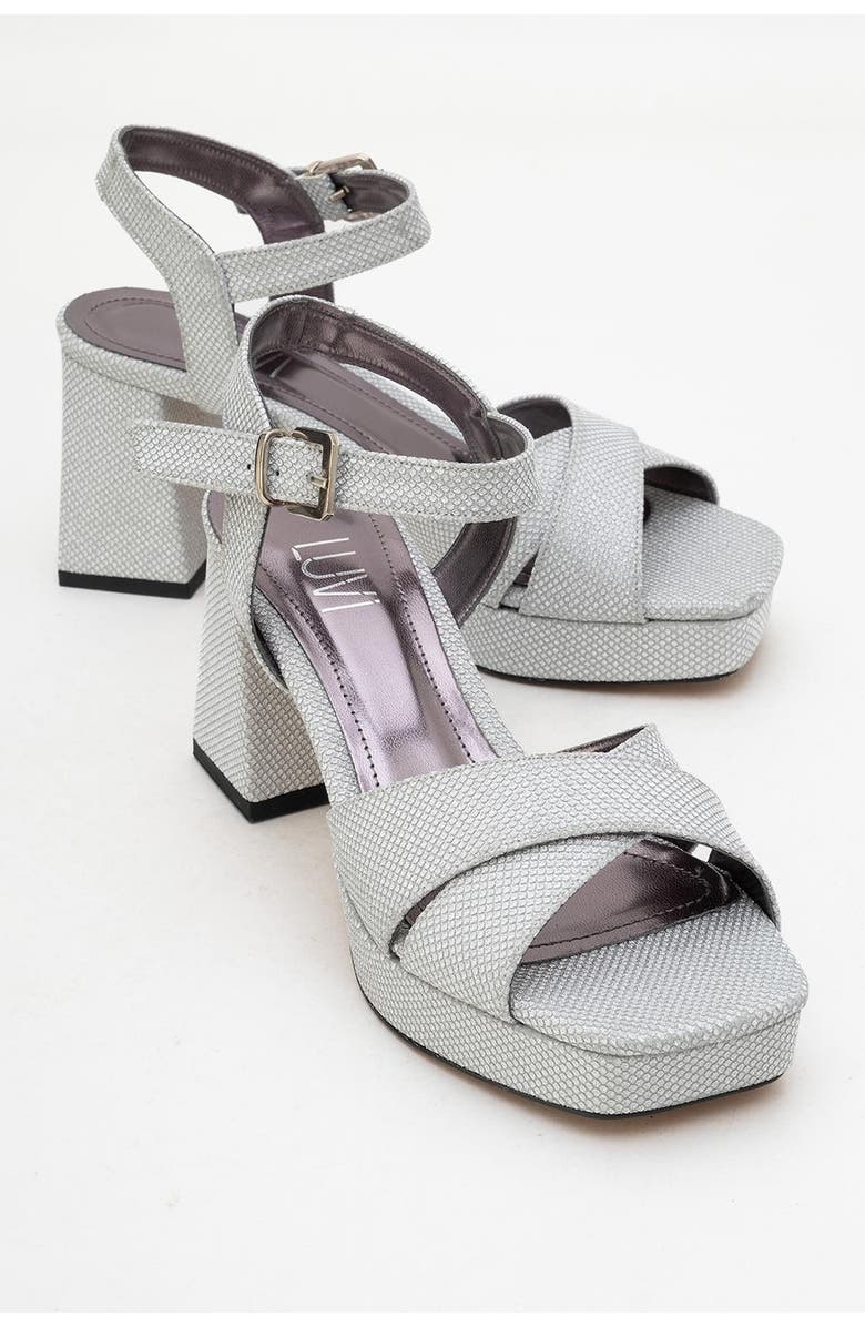 Prologue Shoes Lisbon Platform Block Heel Sandal, Alternate, color, Silver