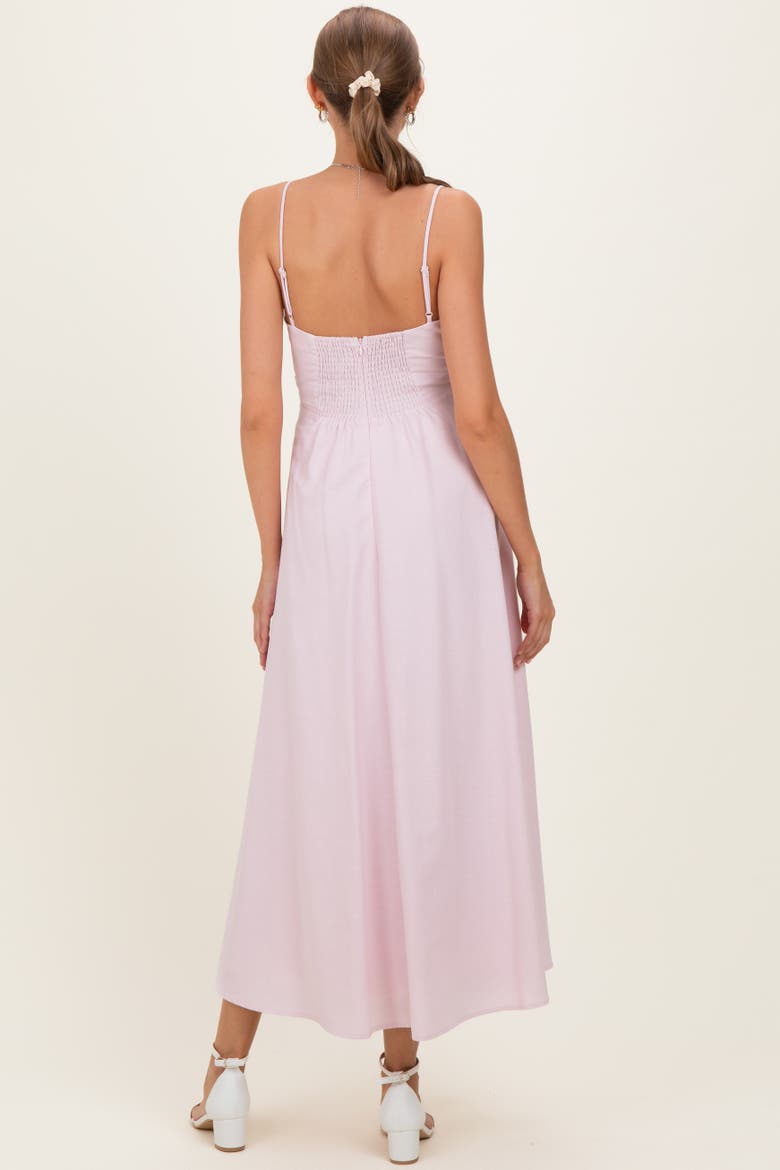 Spaghetti Strap Printed A-Line Midi Dress, Alternate, color, Light Pink