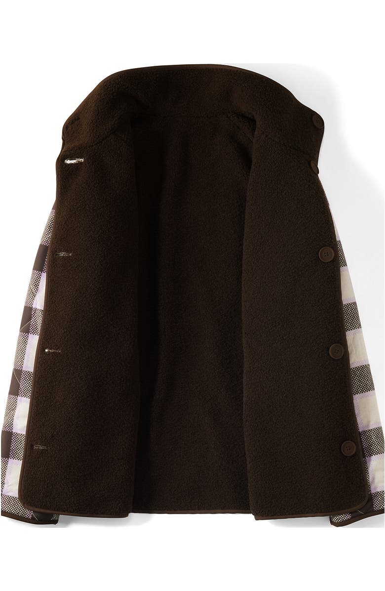 Lands' End High Pile Fleece Reversible Mixed Media Long Jacket, Alternate, color, Rich Coffee/Brown Check