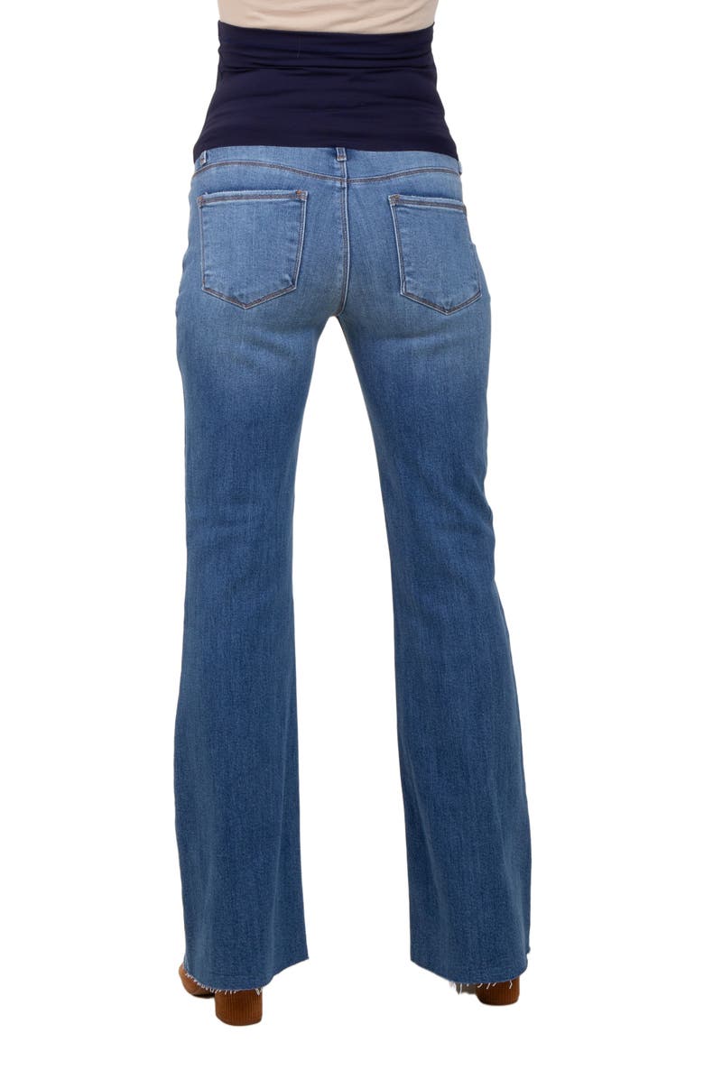 PinkBlush Raw Cut Hem Flare Maternity Jeans, Alternate, color, Blue