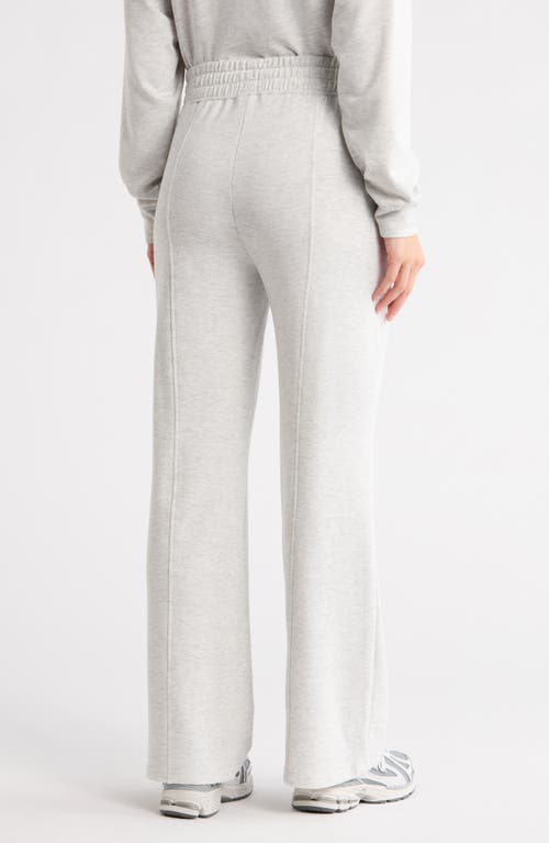 Yogalicious Brushed French Terry Endless High Waist Wide Leg Pants In Gray