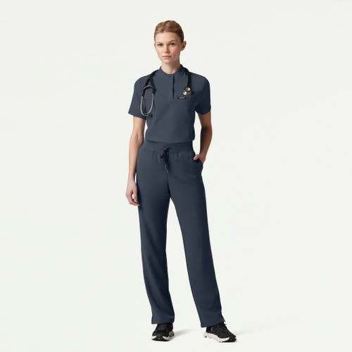 Jaanuu 1-pocket Classic Banded Collar Scrub Top In Blue