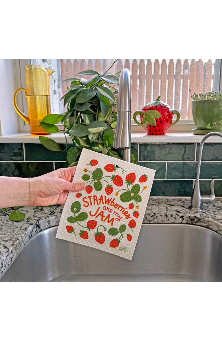 The Neighborgoods Strawberry Dish Towel + Sponge Cloth Gift Set, Alternate, color, Red