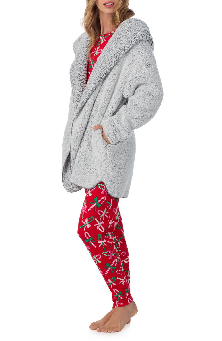 Room Service Pjs Hooded Fleece Lounge Jacket, Alternate, color, Grey