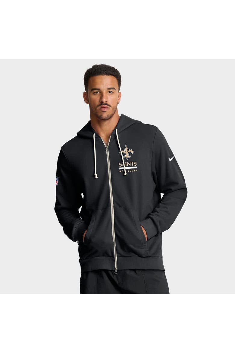 Men's Nike Black New Orleans Saints Sideline Standard Issue Utility Player Dri-FIT Full-Zip Hoodie, Main, color, Black