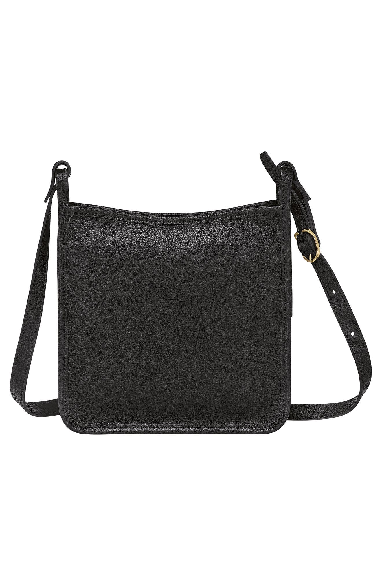 Longchamp Small Le Foulonné Leather Crossbody Bag, Alternate, color, Black