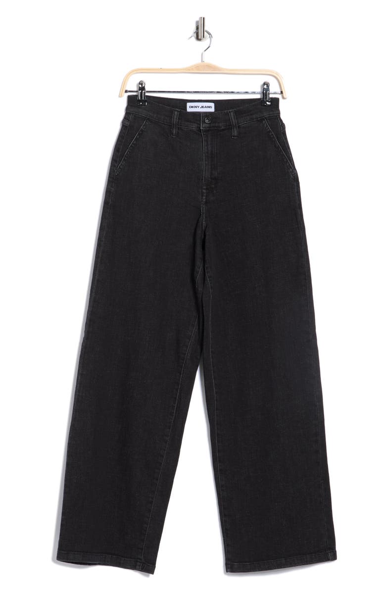 DKNY Jeans High Waist Wide Leg Jeans, Main, color, Blackout