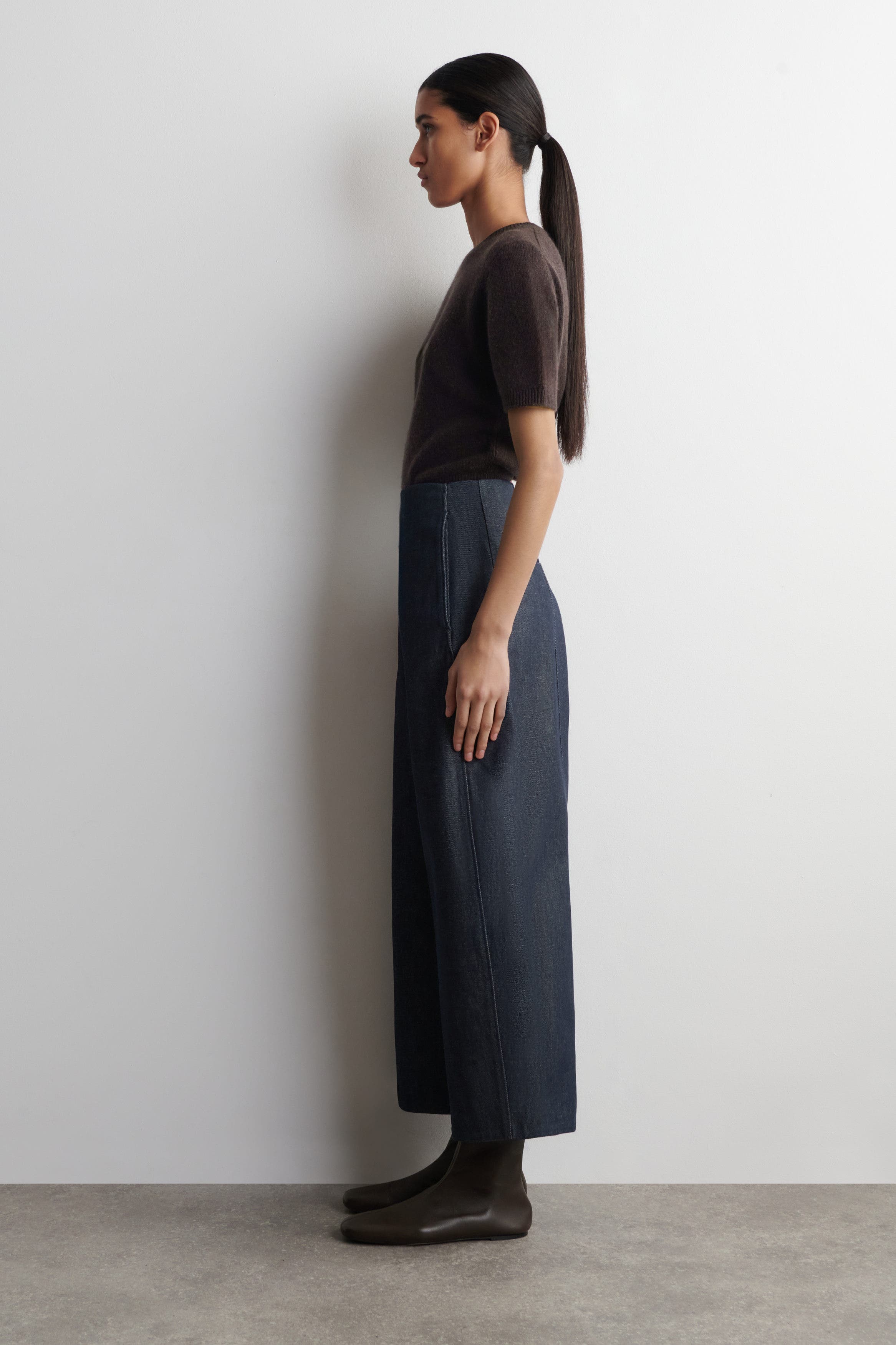 Raw Denim Cropped Barrel-Leg Pants - image 2