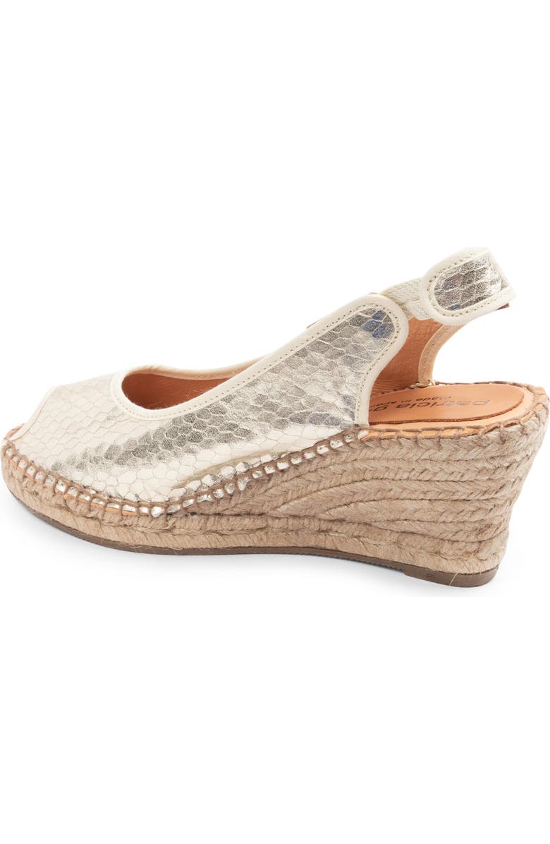 patricia green Nicola Slingback Espadrille Peep Toe Platform Wedge Sandal, Alternate, color, Gold Metallic Snake