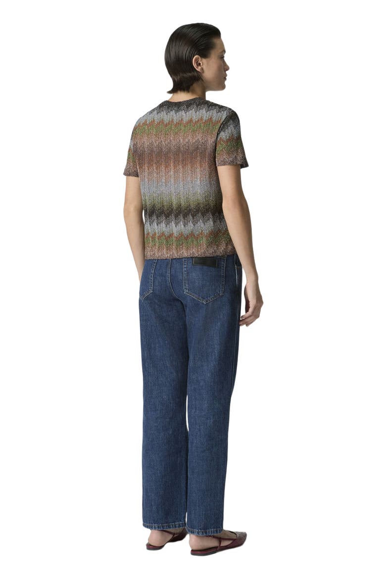Viscose Lamé Crew-neck T-shirt With Snake Motif, Alternate, color, Multicoloured