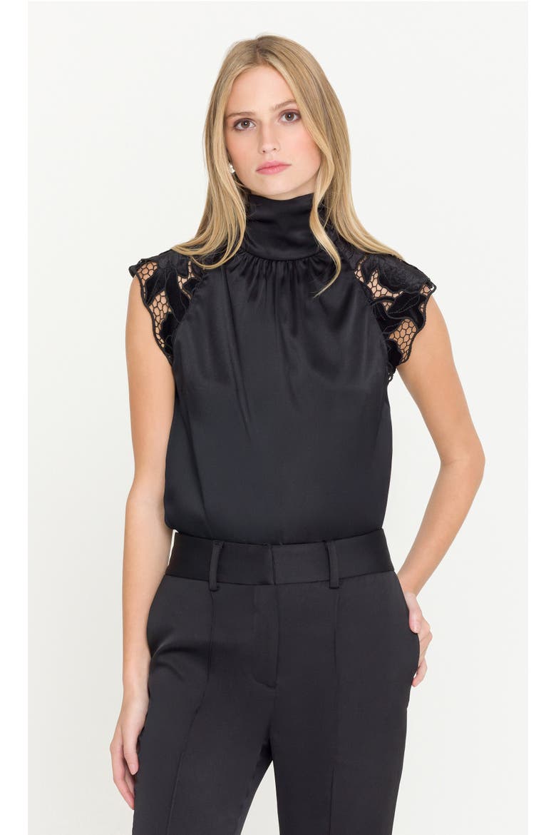Rachel Velvet Lace Halter Blouse, Main, color, Black