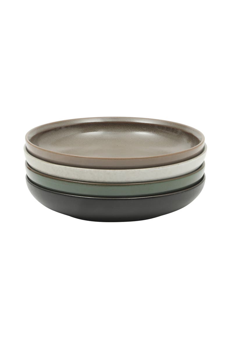 Beckett 4-Piece Stoneware Shallow Pasta Bowls Set, Microwave & Dishwasher Safe, Main, color, Multicolors
