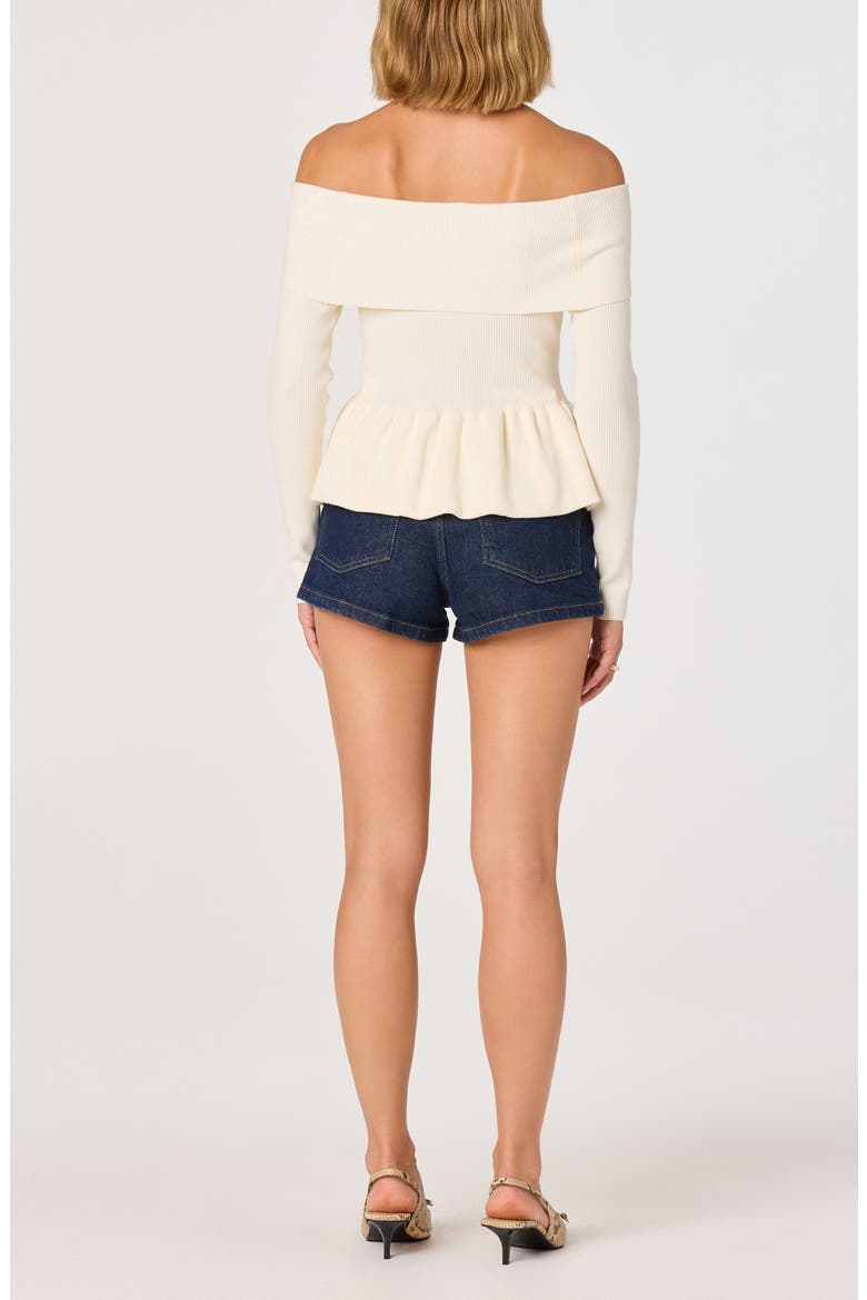 Tiarra Off-the-Shoulder Peplum Sweater, Alternate, color, CREAM