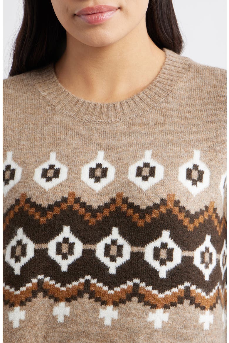Fair Isle Crewneck Sweater, Alternate, color, TAUPE