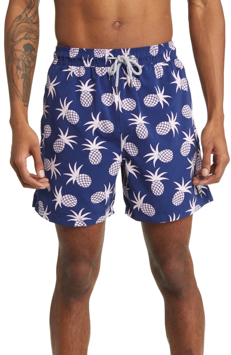 Tom & Teddy Pineapple Print Swim Trunks, Main, color, 
